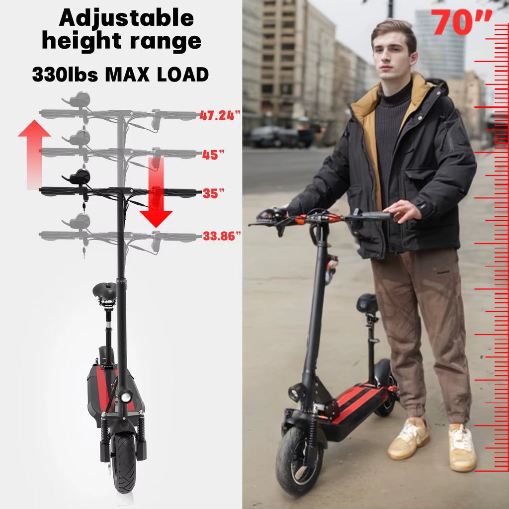 1200W Rear Motor Electric Scooter 55KM/H Max Speed E-Scooter for Adult 10'' Pneumatic Tyres Trottinettes Électriques Disc Brake
