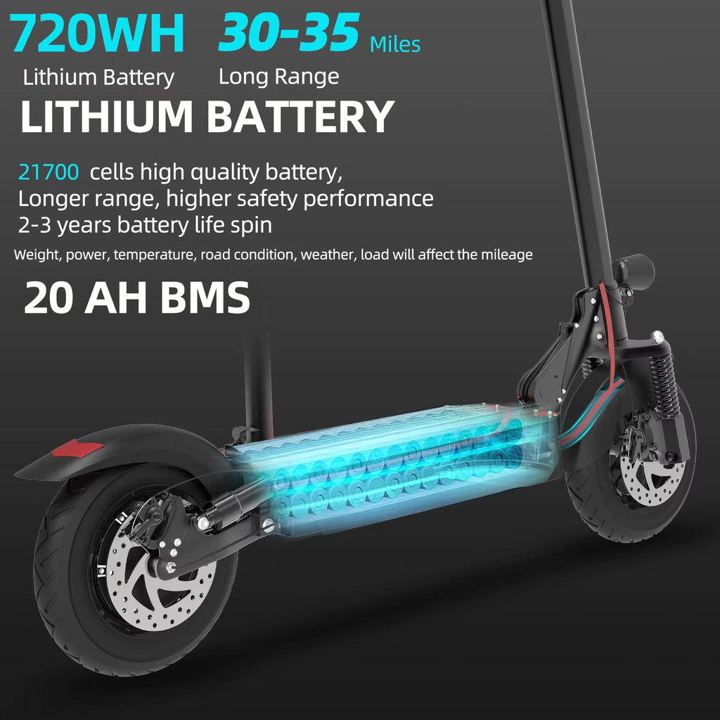1200W Rear Motor Electric Scooter 55KM/H Max Speed E-Scooter for Adult 10'' Pneumatic Tyres Trottinettes Électriques Disc Brake