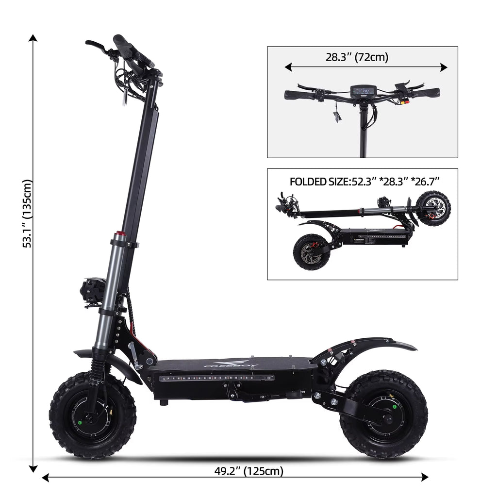 6000W High Power Adult Electric Scooter Off-Road Commute Foldable 60V 38Ah Large Battery 60 Miles Range 50 Mph Fast E-Scooter
