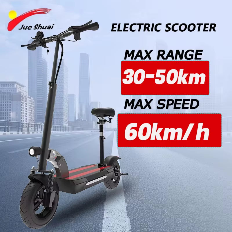 1200W Rear Motor Electric Scooter 55KM/H Max Speed E-Scooter for Adult 10'' Pneumatic Tyres Trottinettes Électriques Disc Brake