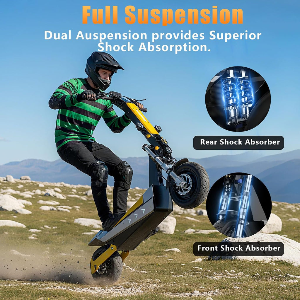 60V Electric Scooter Adults, 6000W Dual Motor Escooter Top Speed 50Mph,35Ah Battery 55 Miles Range, 11" Off-Road, Tires Foldable Fast E-Scooter, Scooter for Mountains, Full Suspension
