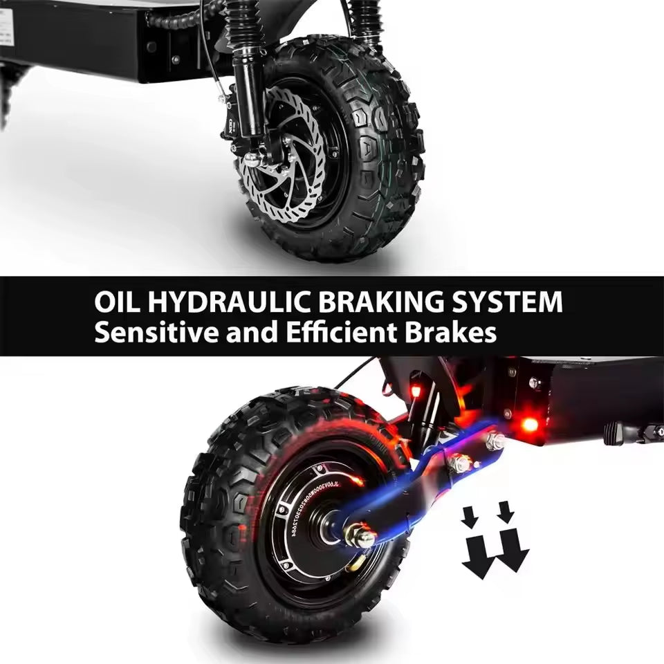 6000W High Power Adult Electric Scooter Off-Road Commute Foldable 60V 38Ah Large Battery 60 Miles Range 50 Mph Fast E-Scooter