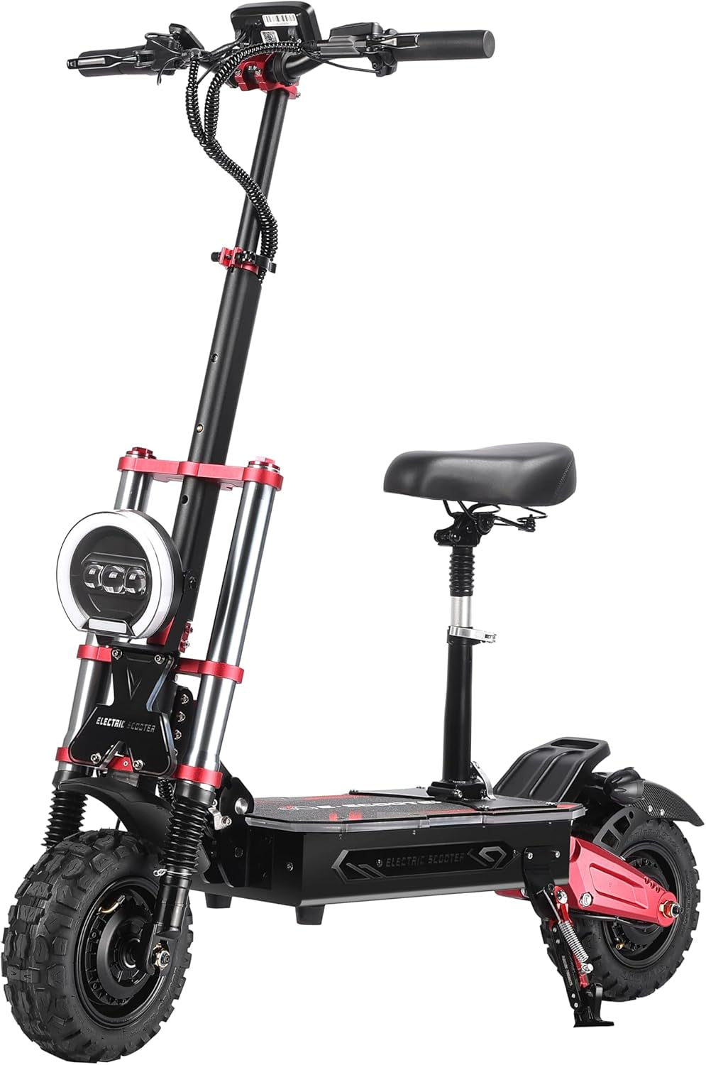 Adults Electric Scooter 6000W Dual Motor up to 55 Mph, 80 Miles Range，Fast Sport Electric Scooter 11" All Terrain Tires 800Lbs Max Load with Detachable Seat，Folding