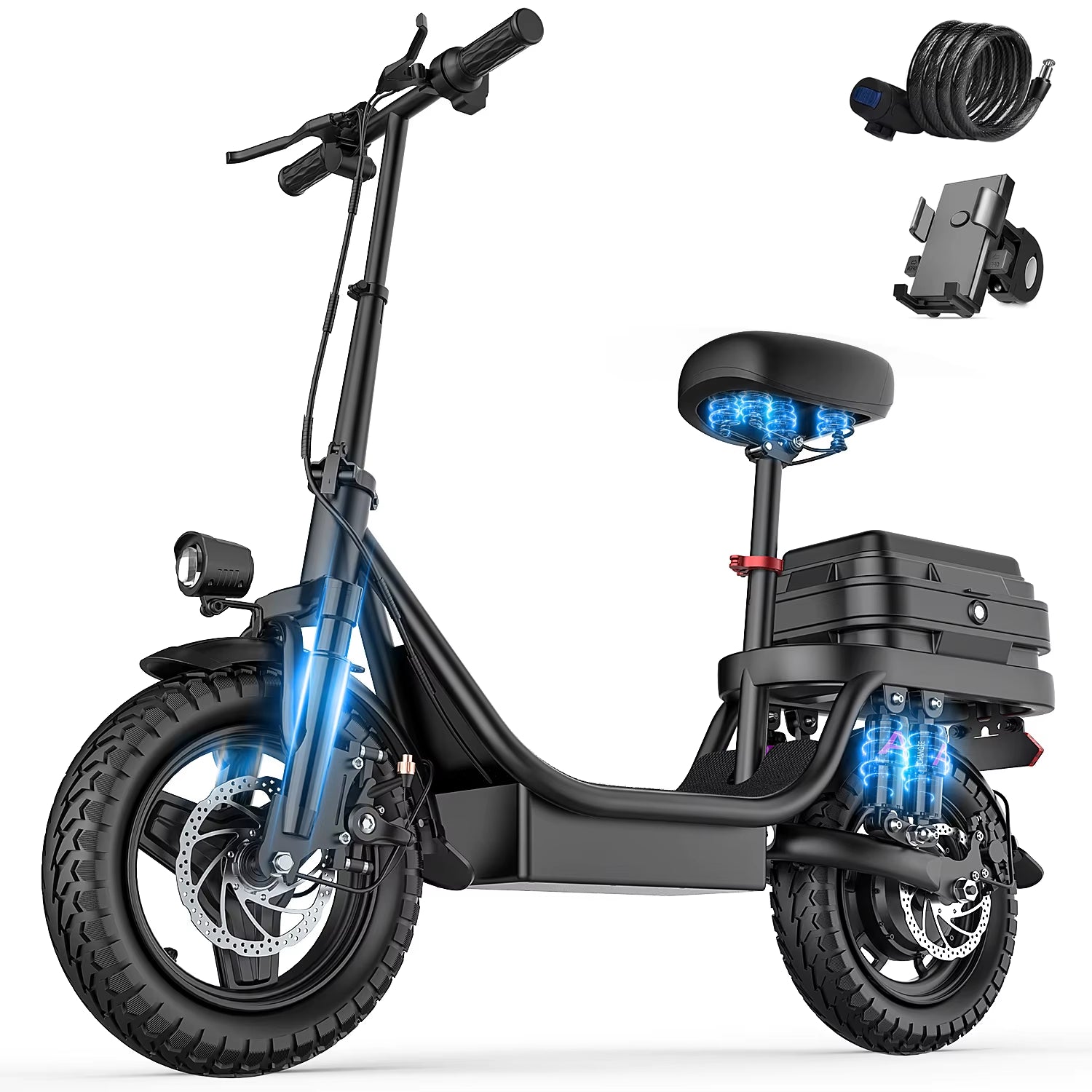 Electric Scooter for Adults, 500W Peak Motor, 48V 17.5Ah Battery,300Lbs Max Load,Foldable Commuting Scooter with Adjustable Seat