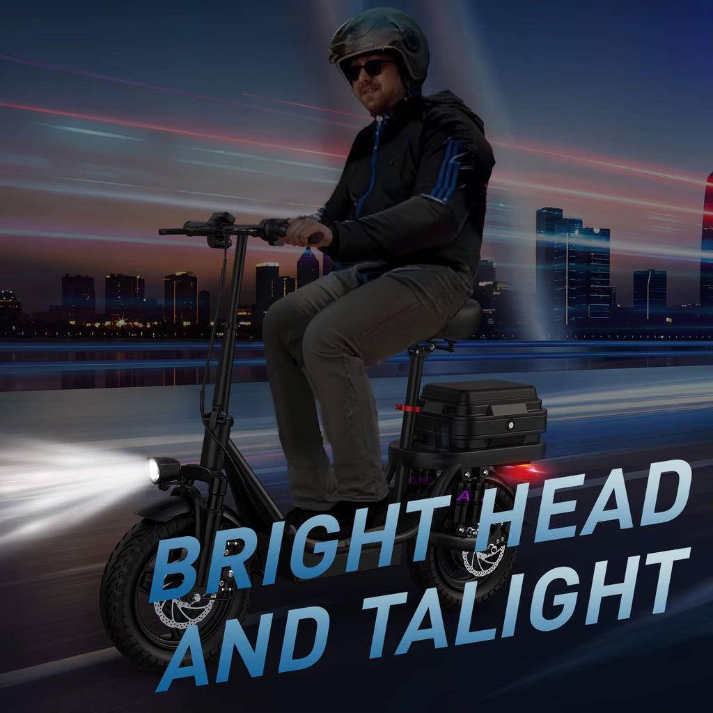 Electric Scooter for Adults, 500W Peak Motor, 48V 17.5Ah Battery,300Lbs Max Load,Foldable Commuting Scooter with Adjustable Seat