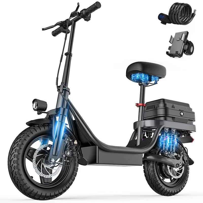 Electric Scooter for Adults, 500W Peak Motor, 48V 17.5Ah Battery,300Lbs Max Load,Foldable Commuting Scooter with Adjustable Seat
