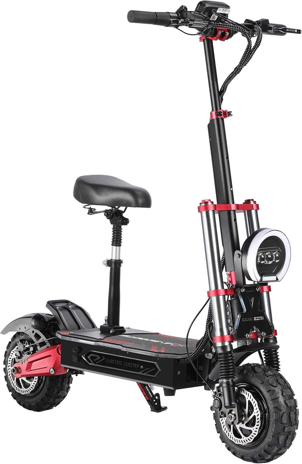 Adults Electric Scooter 6000W Dual Motor up to 55 Mph, 80 Miles Range，Fast Sport Electric Scooter 11" All Terrain Tires 800Lbs Max Load with Detachable Seat，Folding