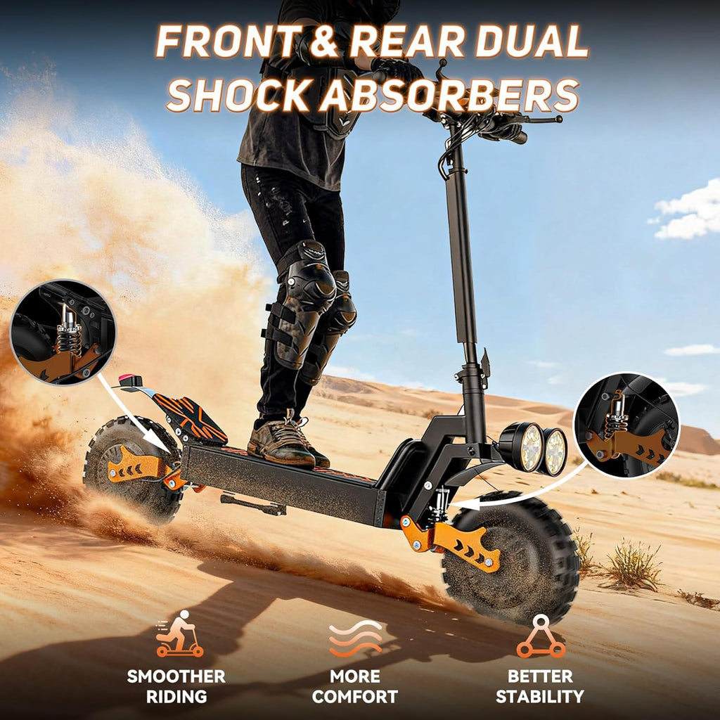 Off Road Electric Scooter for Adults, 3000W Dual Motors, up to 35 MPH & 70 Miles Range, 48V 20Ah Battery, 11" All-Terrain Tires, NFC Unlock, Foldable Fast E-Scooter, Dual Suspension for Commuting