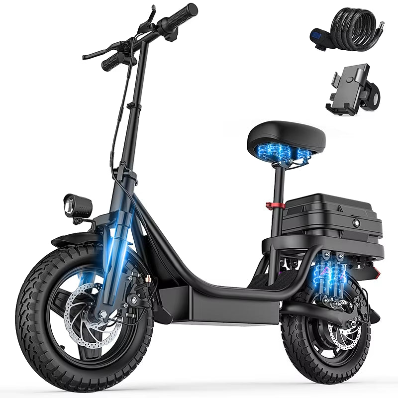 Electric Scooter for Adults, 500W Peak Motor, 48V 17.5Ah Battery,300Lbs Max Load,Foldable Commuting Scooter with Adjustable Seat