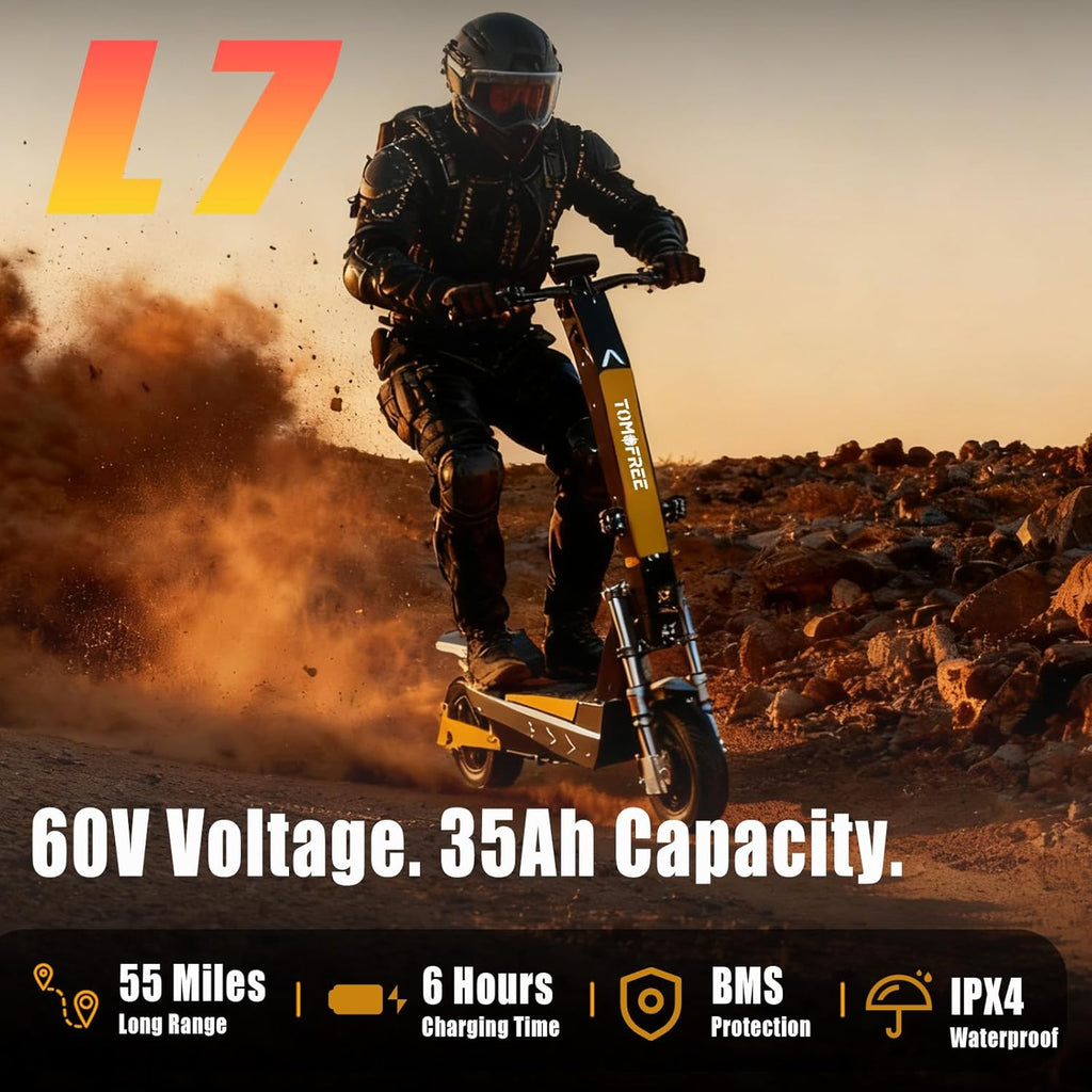 60V Electric Scooter Adults, 6000W Dual Motor Escooter Top Speed 50Mph,35Ah Battery 55 Miles Range, 11" Off-Road, Tires Foldable Fast E-Scooter, Scooter for Mountains, Full Suspension