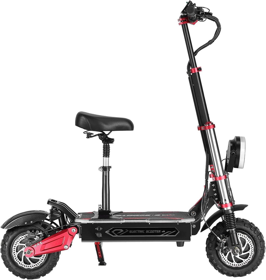 Adults Electric Scooter 6000W Dual Motor up to 55 Mph, 80 Miles Range，Fast Sport Electric Scooter 11" All Terrain Tires 800Lbs Max Load with Detachable Seat，Folding