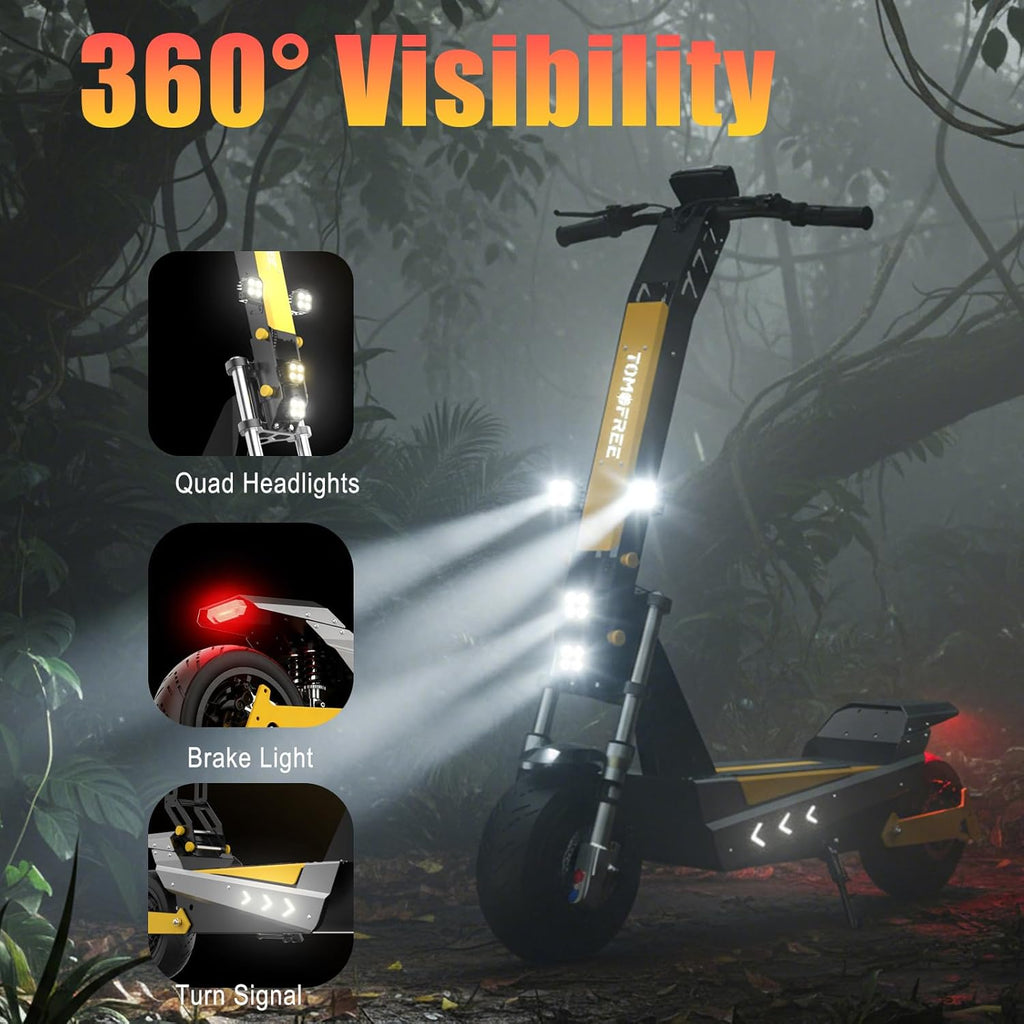 60V Electric Scooter Adults, 6000W Dual Motor Escooter Top Speed 50Mph,35Ah Battery 55 Miles Range, 11" Off-Road, Tires Foldable Fast E-Scooter, Scooter for Mountains, Full Suspension