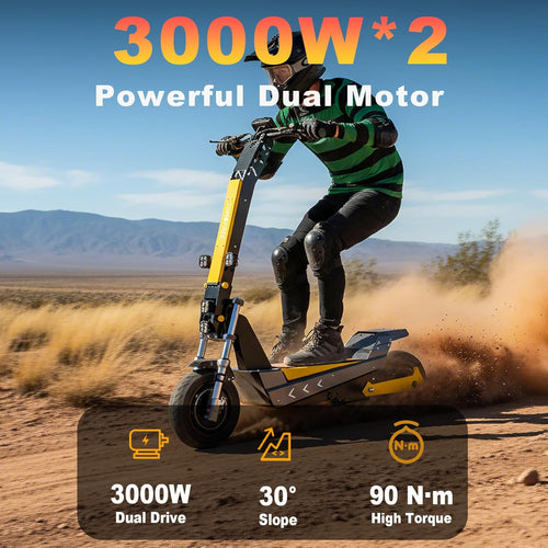 60V Electric Scooter Adults, 6000W Dual Motor Escooter Top Speed 50Mph,35Ah Battery 55 Miles Range, 11" Off-Road, Tires Foldable Fast E-Scooter, Scooter for Mountains, Full Suspension