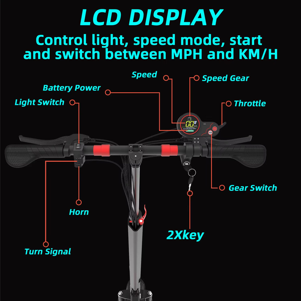 1200W Rear Motor Electric Scooter 55KM/H Max Speed E-Scooter for Adult 10'' Pneumatic Tyres Trottinettes Électriques Disc Brake