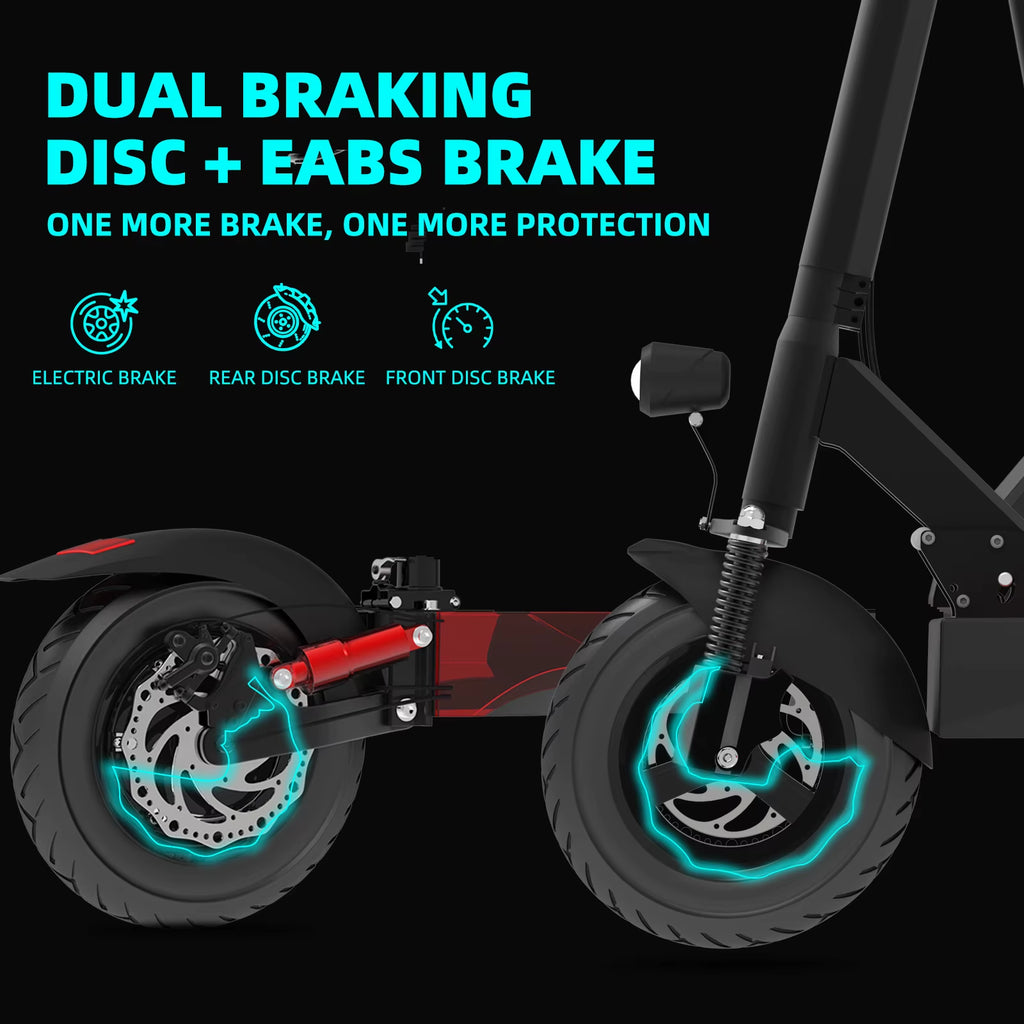 1200W Rear Motor Electric Scooter 55KM/H Max Speed E-Scooter for Adult 10'' Pneumatic Tyres Trottinettes Électriques Disc Brake