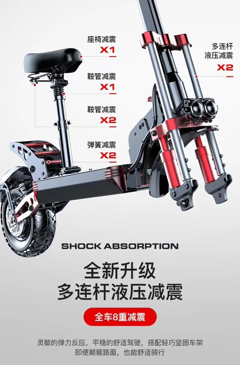 Foldable Electric Scooter 1000W Motor 28.6AH Dattery Urban 10-Inch Tire Mountain Electric Scooter Off-Road Electric Scooter